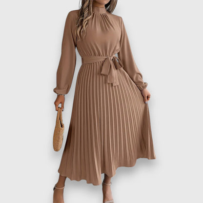 Women's Pleated Wedding Guest Midi Dress — close-up