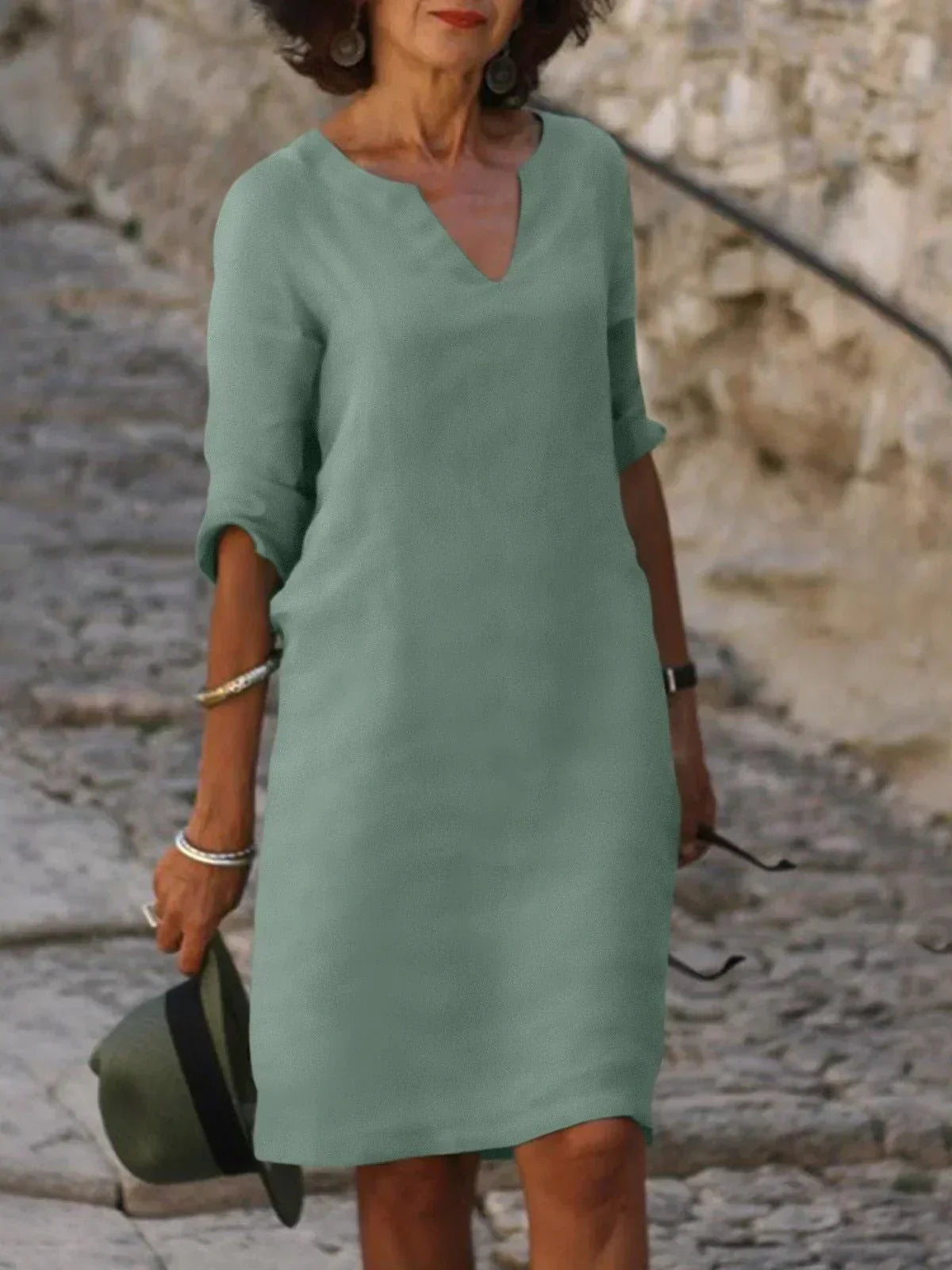 Women's V-Neck Elegant Everyday Maxi Dress — side view