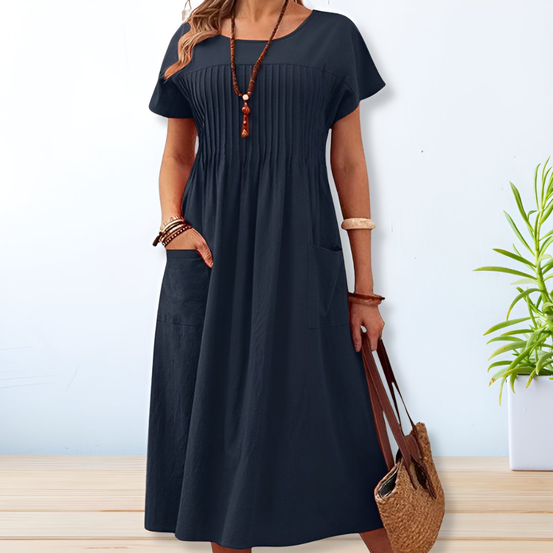Women's Knit Collar Button Midi Dress — detail view
