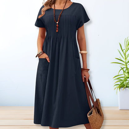 Women's Knit Collar Button Midi Dress — detail view