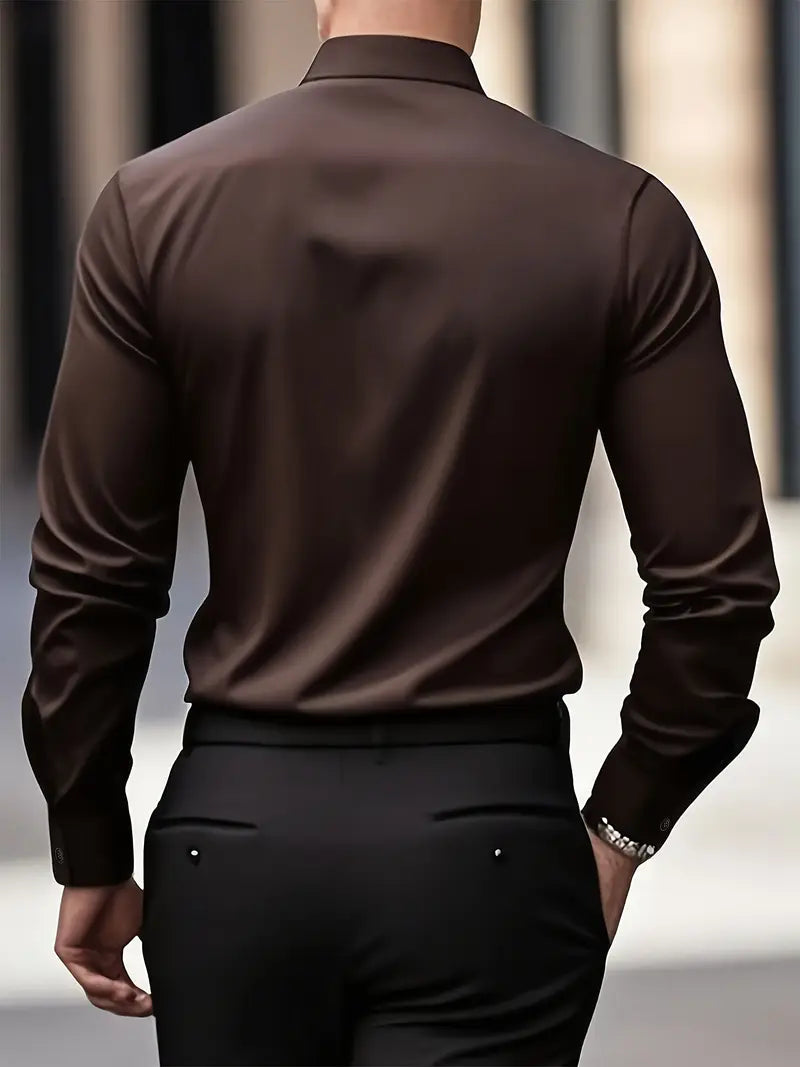 Slim-Fit Dress Shirt for Men with Long Sleeves
