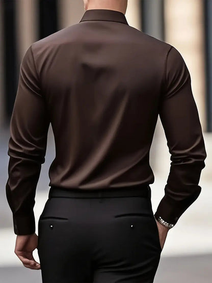 Slim-Fit Dress Shirt for Men with Long Sleeves