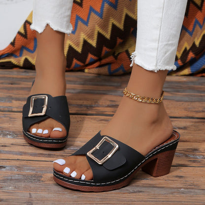 Women's Flat Strap Sandals — close-up
