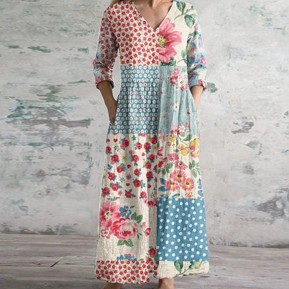 Women's Retro Floral Maxi Dress — product view