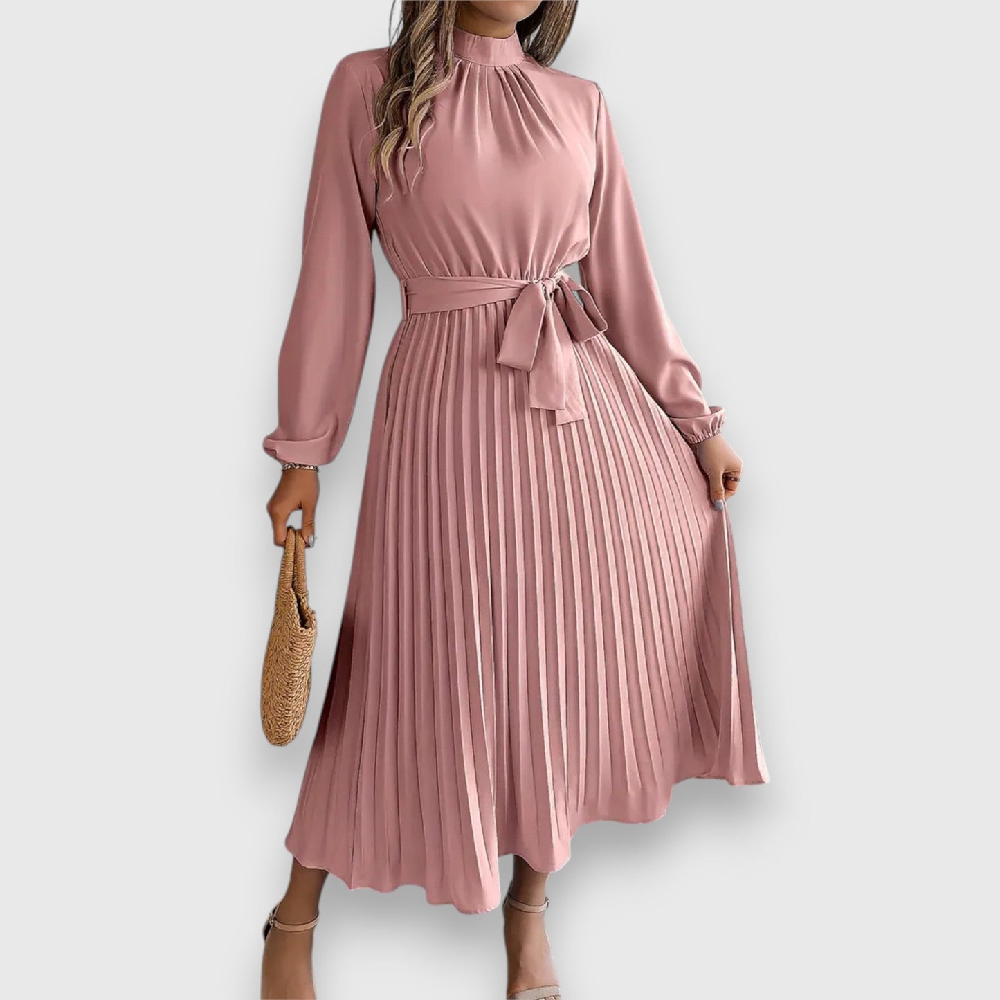 Women's Pleated Wedding Guest Midi Dress — detail view