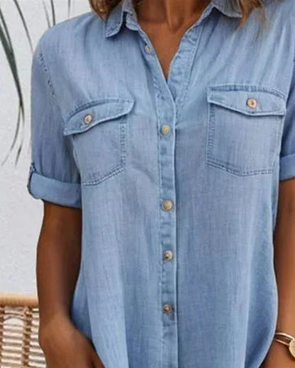 Women's Denim Shirt Midi Dress — side view