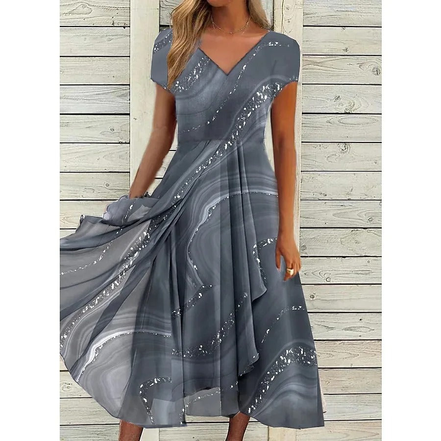 Women's V-Neck Versatile Day Midi Dress — product view