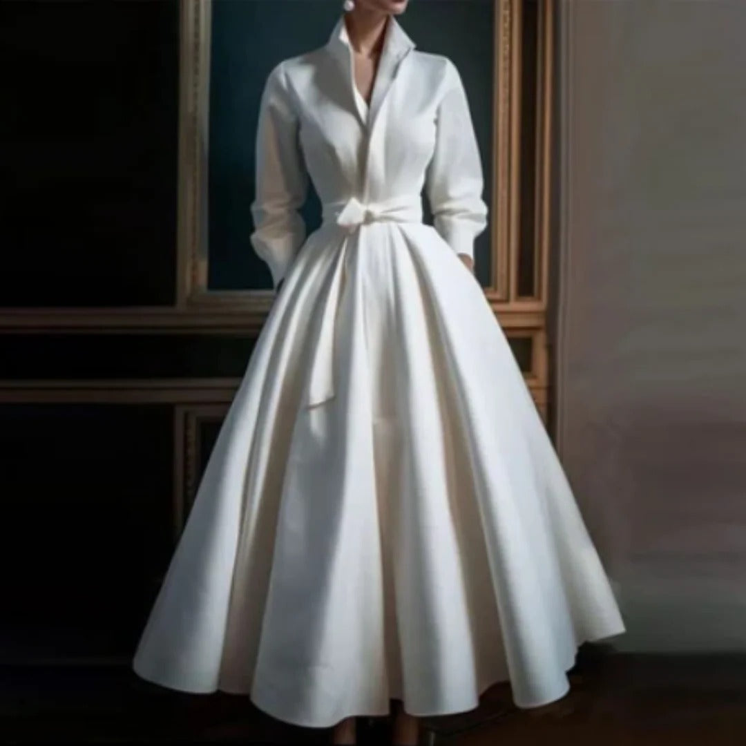 Long Sleeve A-Line Midi Dress – Women's Day-to-Evening Dress | Celina