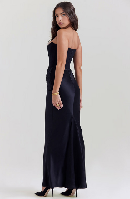 Women's Lace Strapless Evening Maxi Dress — detail view