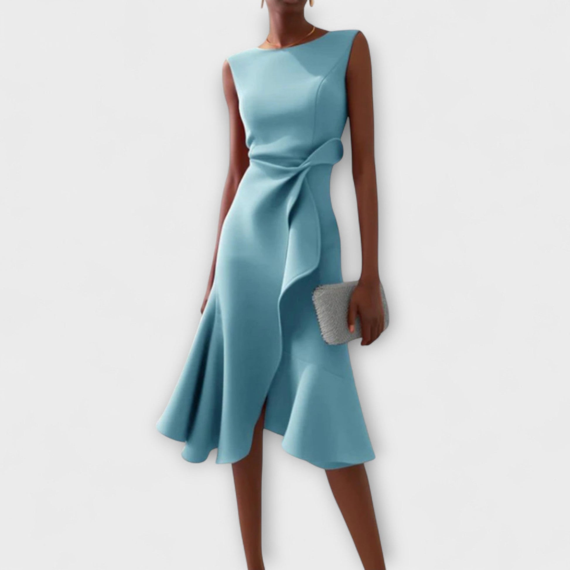 Asymmetric Sleeveless Ruffle Midi Dress for Women — side view