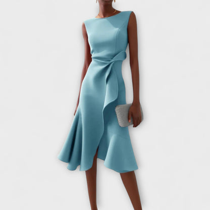 Asymmetric Sleeveless Ruffle Midi Dress for Women — side view