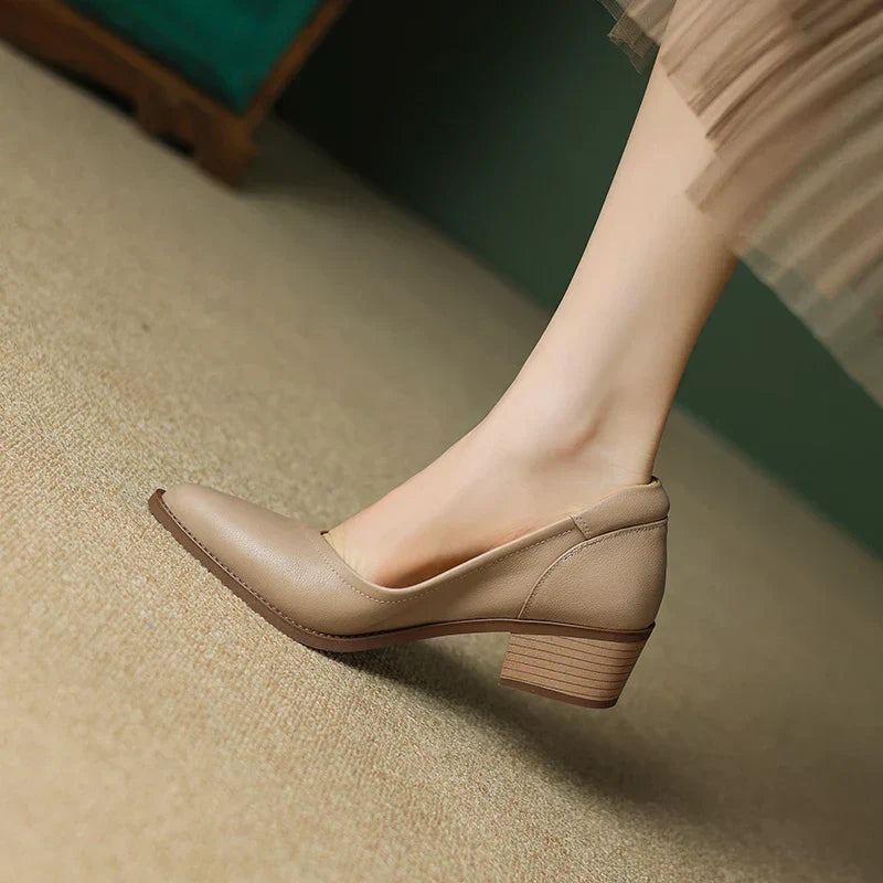 Women's Pointed-Toe Block Heel Slip-On Pumps — product view