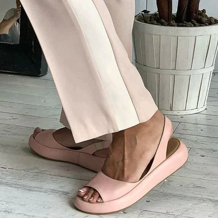 Women's Peep-Toe Slingback Flat Sandals — product view