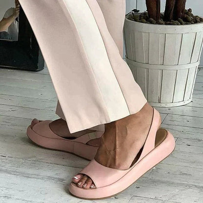 Women's Peep-Toe Slingback Flat Sandals — product view