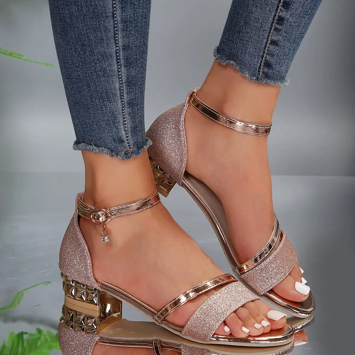 Ankle Strap Block Heel Sandals for Women