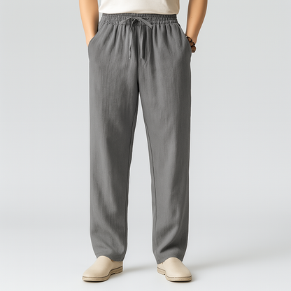 Tavian Linen Drawstring Pants — detail view