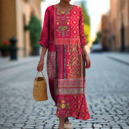 Printed Long Sleeve Maxi Dress for Women