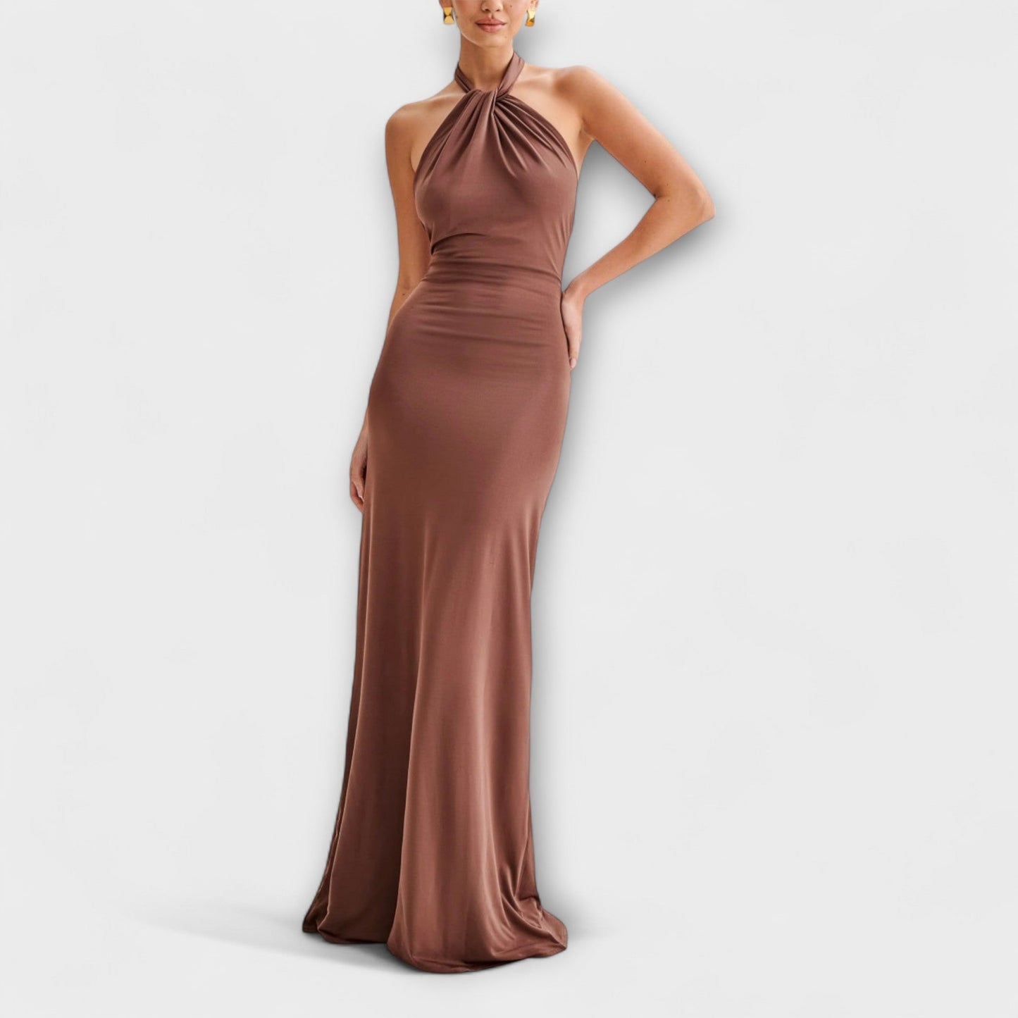 Women's Halterneck Bodycon Open-Back Maxi Dress — front view