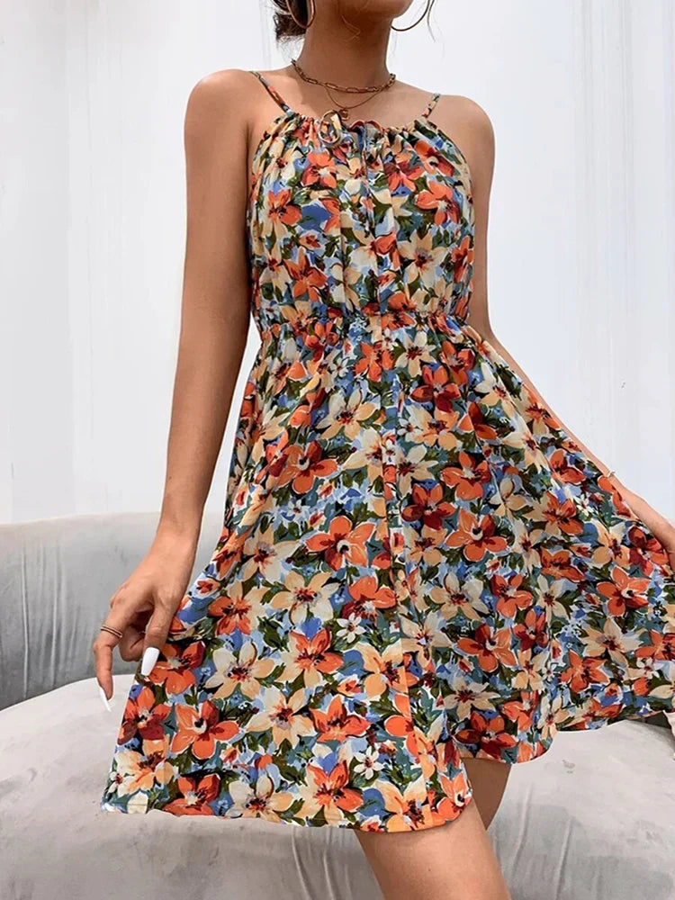 Women's Floral Summer Maxi Dress — close-up