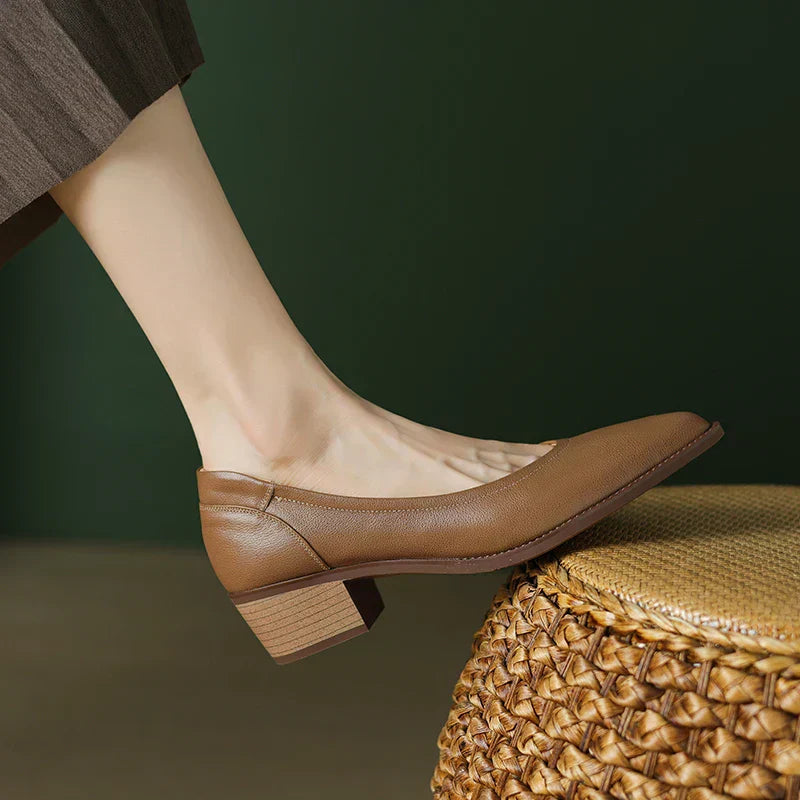 Women's Pointed-Toe Block Heel Slip-On Pumps — side view