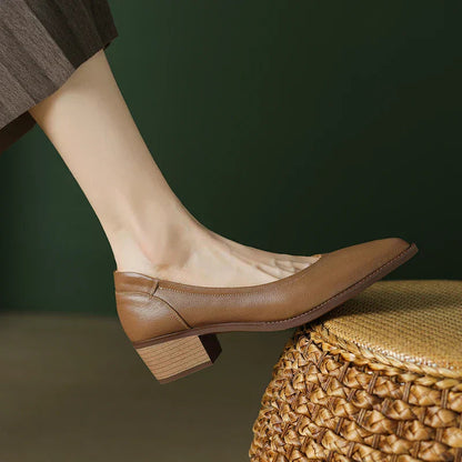 Women's Pointed-Toe Block Heel Slip-On Pumps — side view