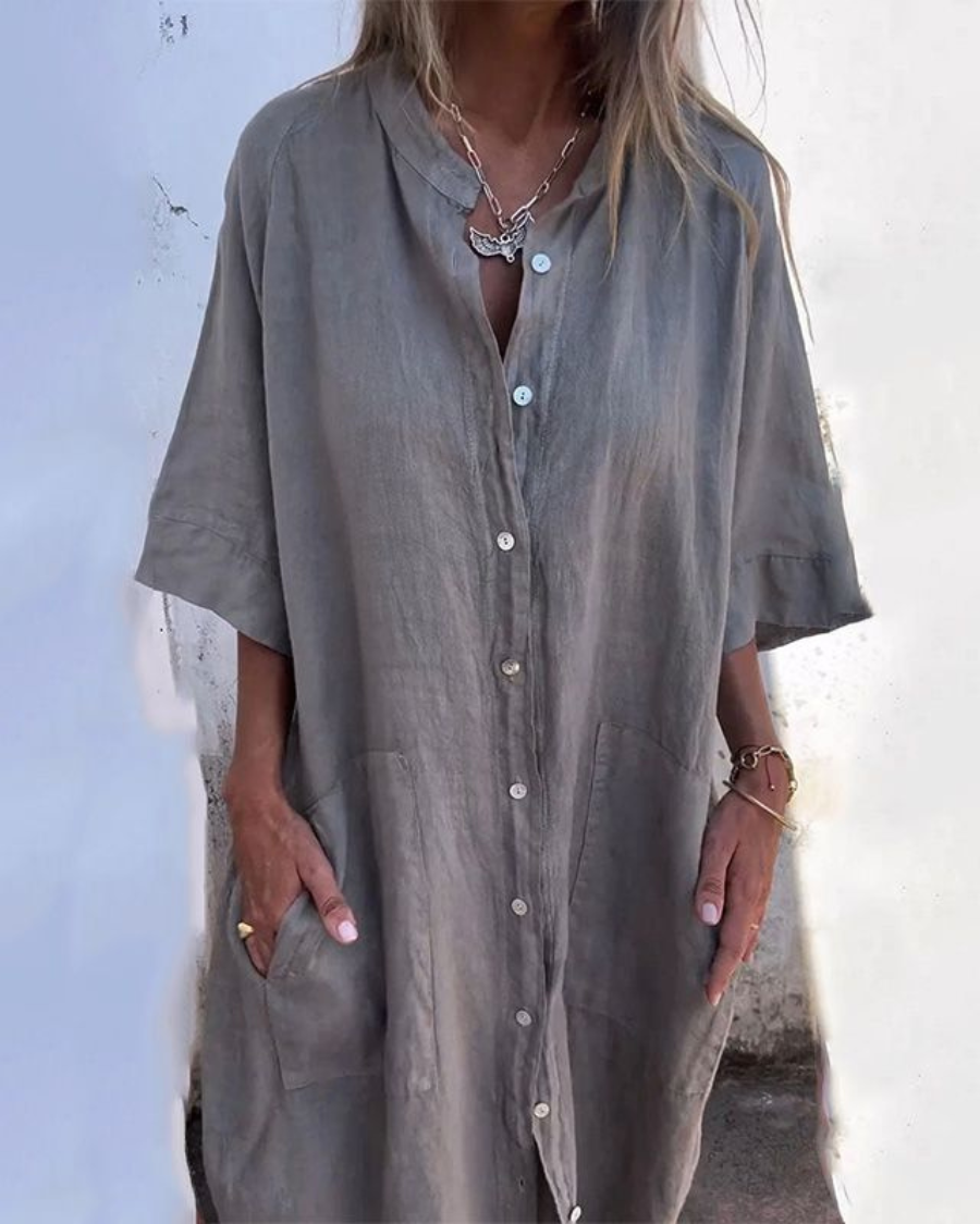 Women's Boho Shirt Casual Midi Dress — product view