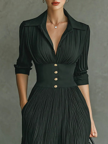Women's Pleated Formal Evening Maxi Dress — detail view