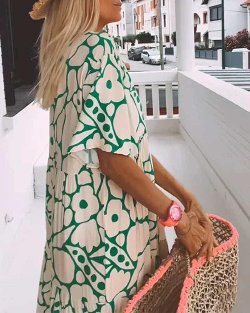 Women's Flowy A-Line Summer Maxi Dress — close-up
