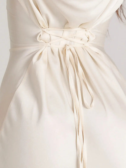 Women's Satin Formal Evening Maxi Dress — close-up