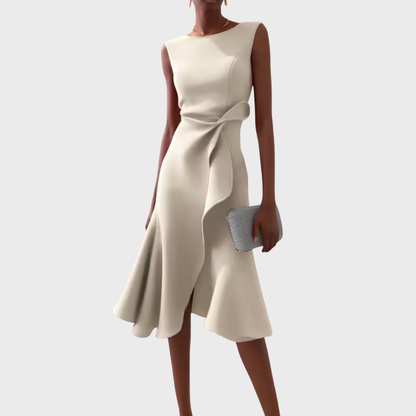 Asymmetric Sleeveless Ruffle Midi Dress for Women — close-up