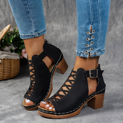 Women's Lattice Heel Adjustable Sandals — product view