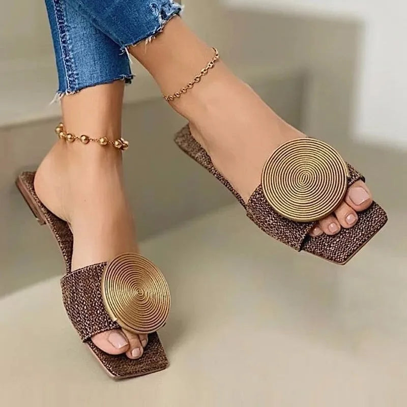 Women's Woven Strap Flat Sandals — detail view