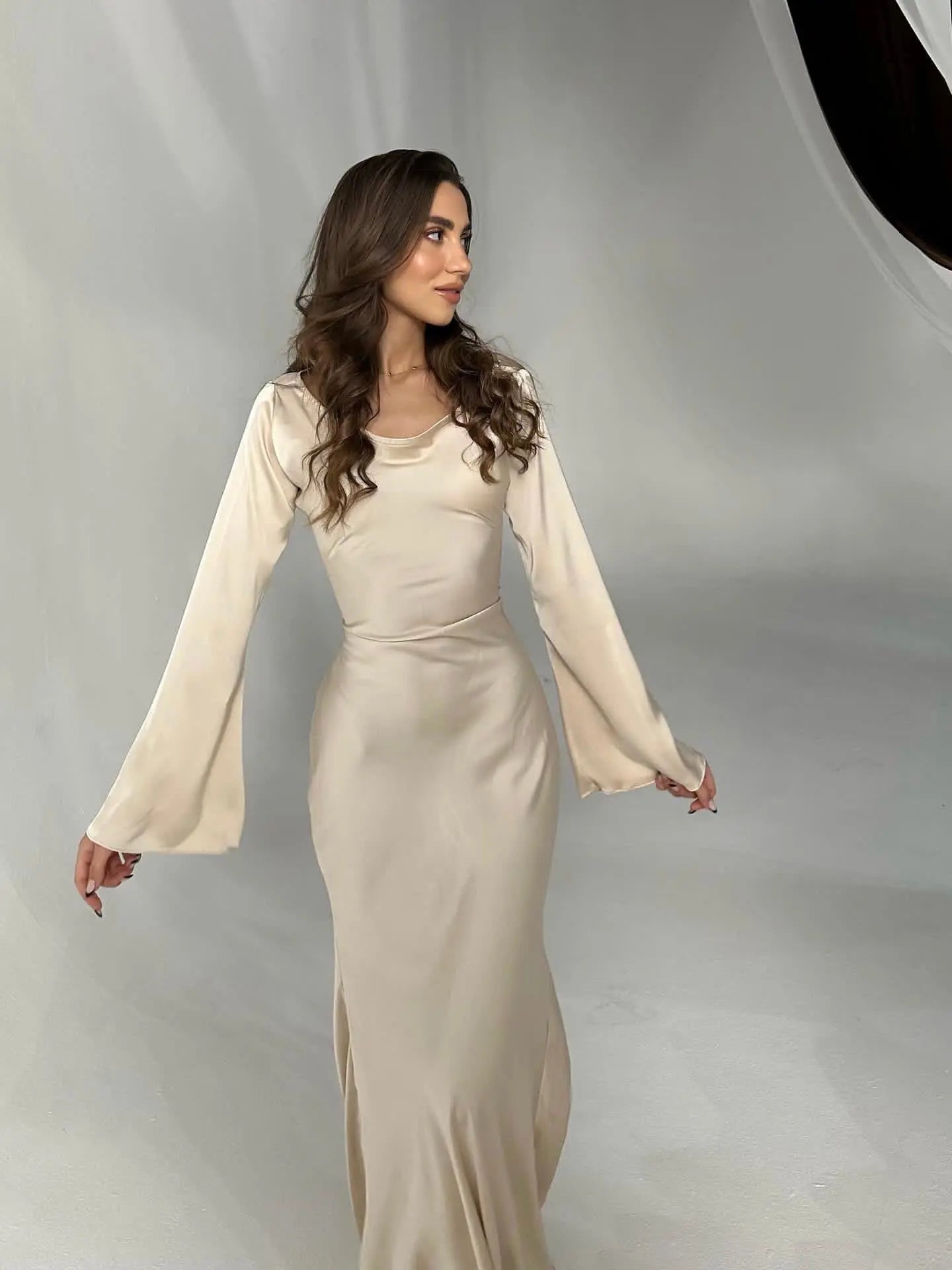 Women's Satin Formal Evening Maxi Dress — front view