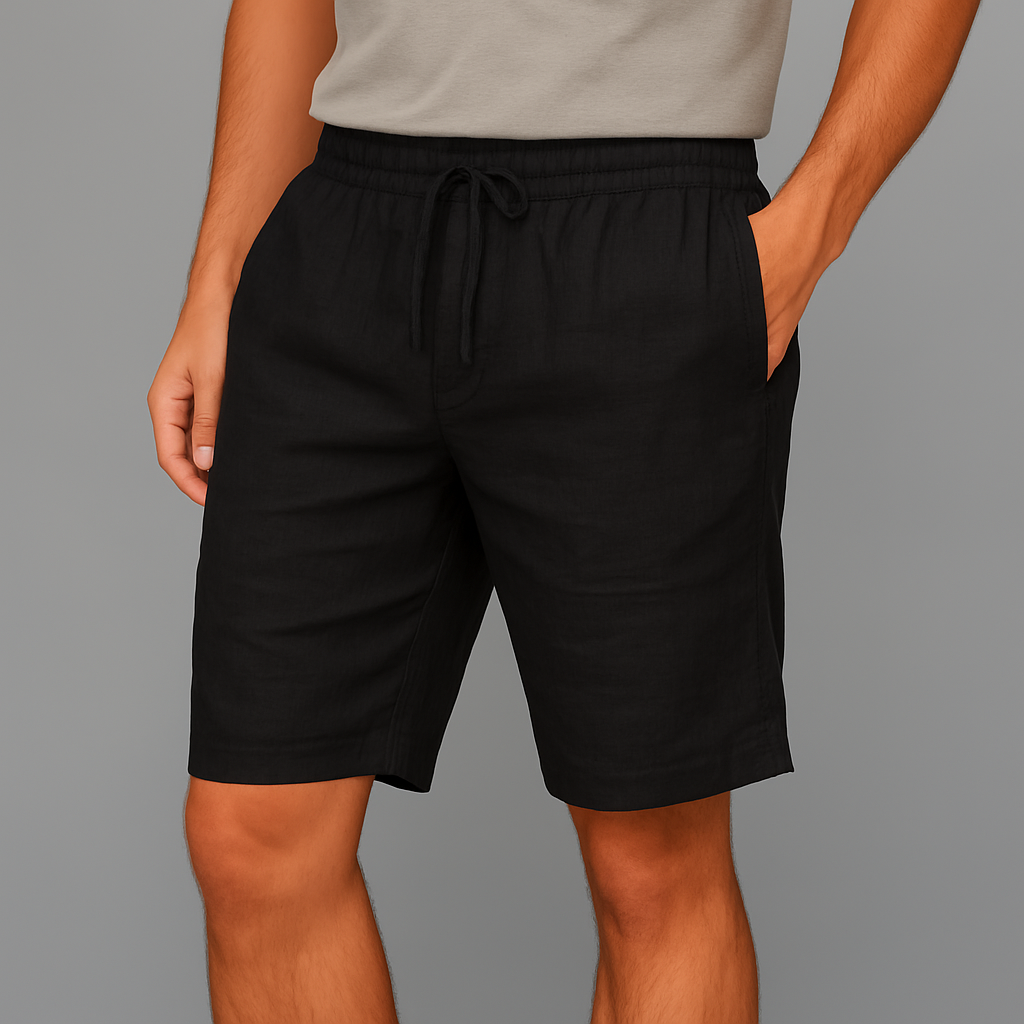 Men's Linen Drawstring Shorts — side view