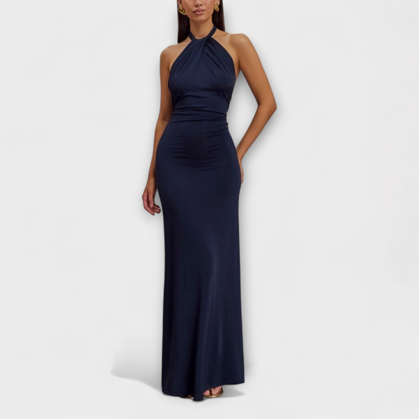 Women's Halterneck Bodycon Open-Back Maxi Dress — close-up