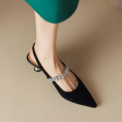Women's Crystal Strap Slingback Pumps — product view