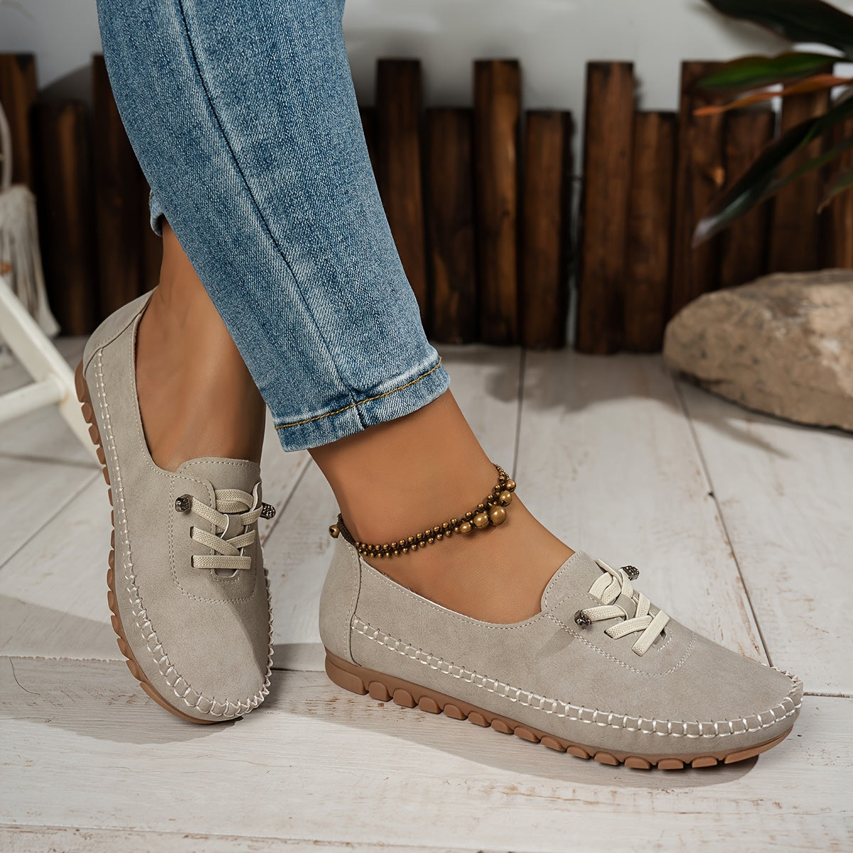 Women's Lace-Up Comfort Loafers — side view