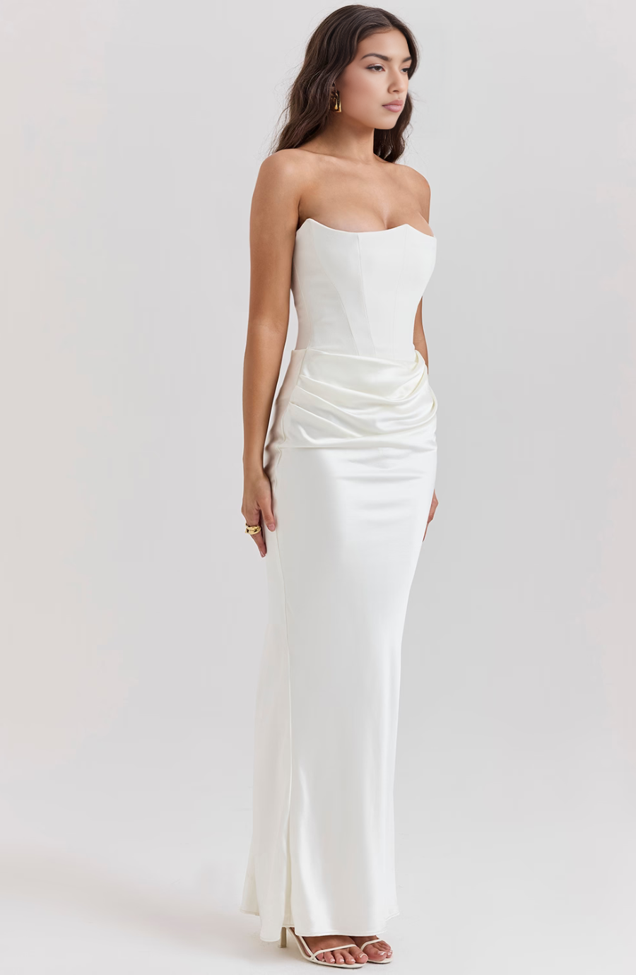 Women's Lace Strapless Evening Maxi Dress — product view