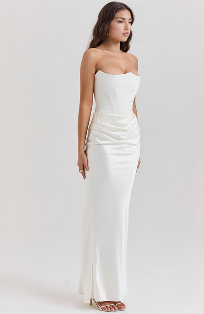 Women's Lace Strapless Evening Maxi Dress — product view