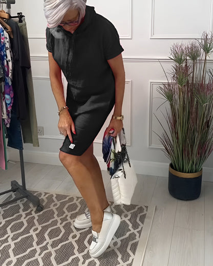 Women's Hooded Casual Everyday Midi Dress — detail view