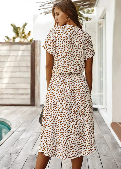 Button-Up Polka Dot Midi Dress for Women — side view