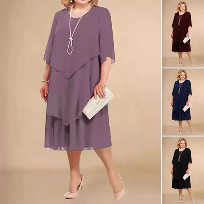 Women's Chiffon Wedding Guest Midi Dress — front view