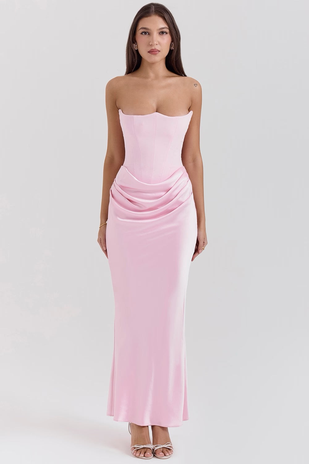 Women's Lace Strapless Evening Maxi Dress — detail view