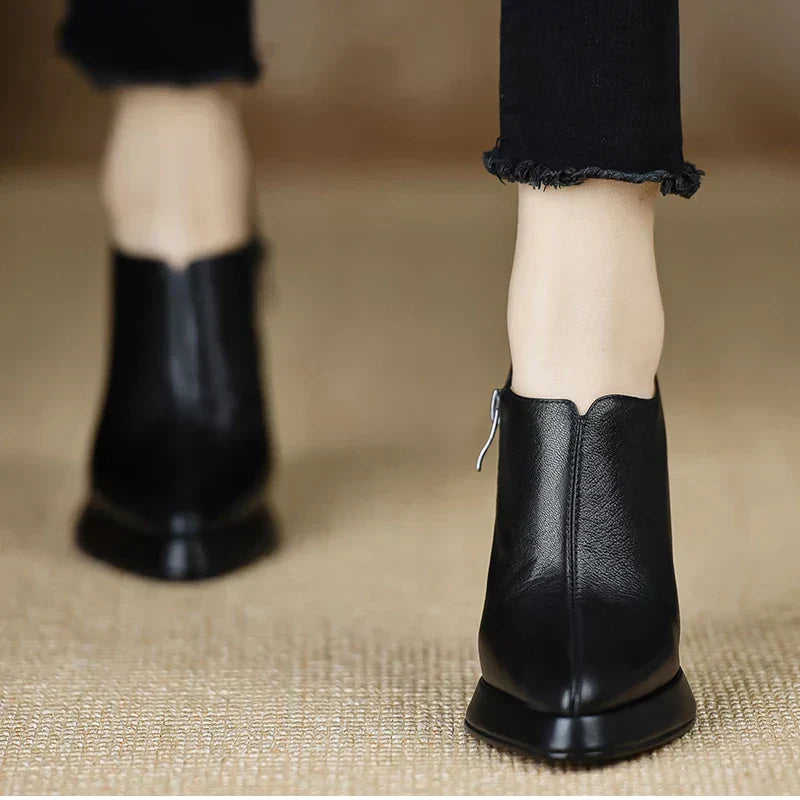 Women's High Heel Platform Block Heel Pumps Side Zip — detail view