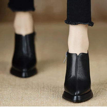Women's High Heel Platform Block Heel Pumps Side Zip — detail view