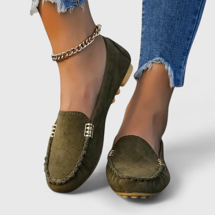 Women's Suede Slip-On Loafers — close-up