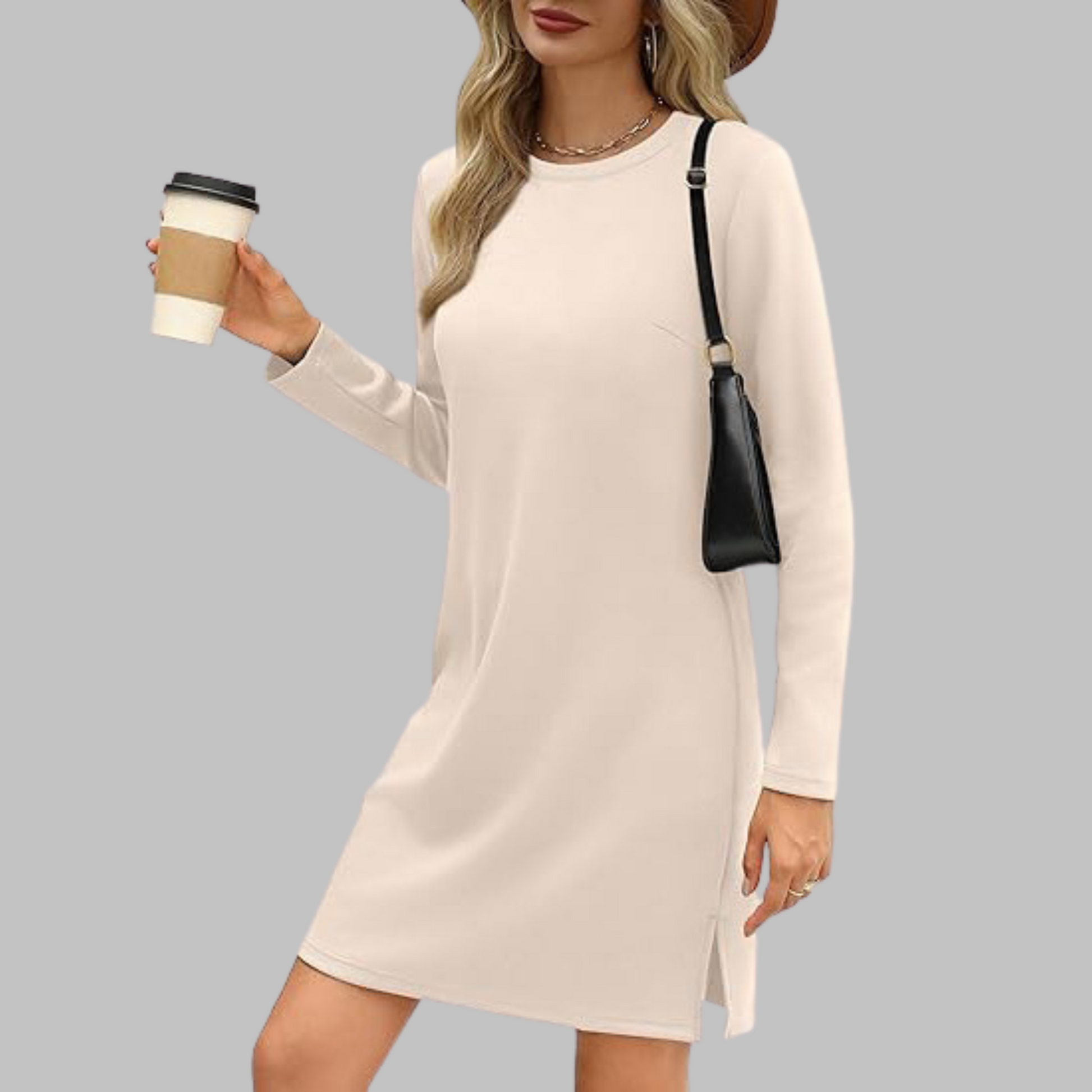 Women's Long Sleeve Everyday Midi Dress — side view