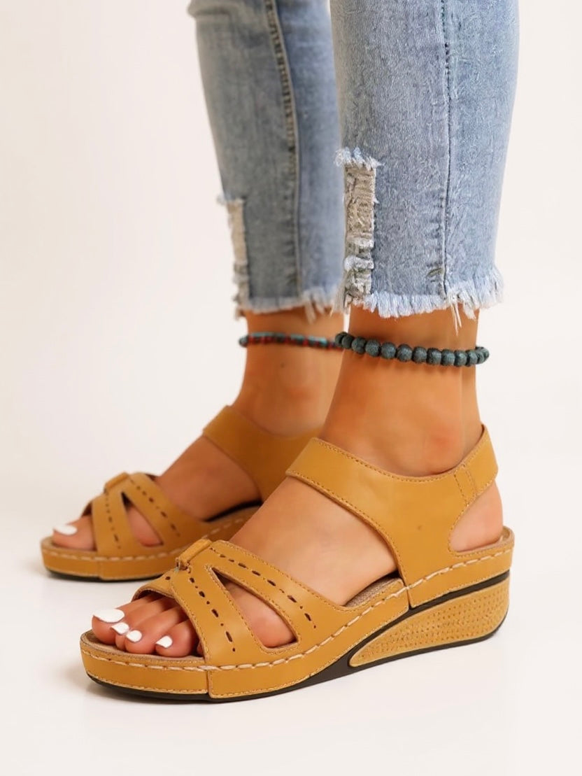 Women's Cushioned Adjustable Wedge Sandals — product view