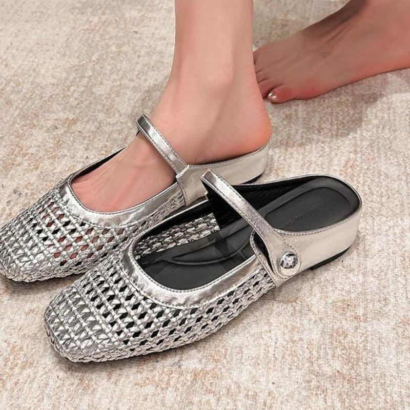 Women's Woven Mary Jane Mules — side view