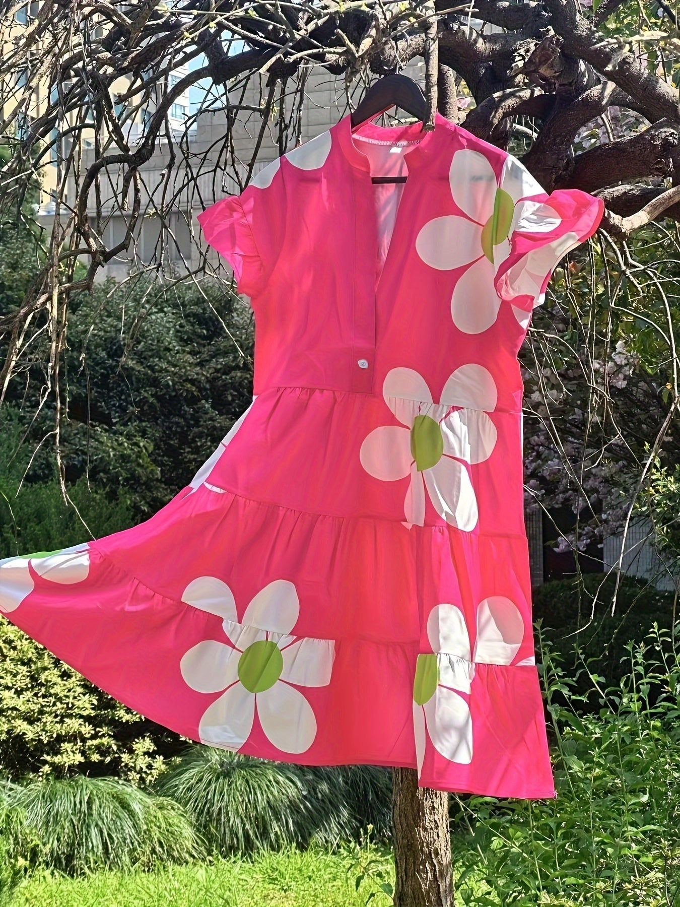 Women's Floral Tummy Control Evening Midi Dress — detail view